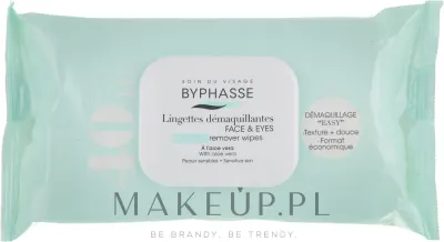Byphasse Aloe Vera салфетки для снятия макияжа с алоэ и глицерином для чувствительной кожи 40 шт