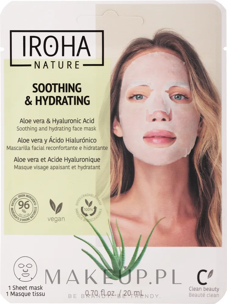 Тканевая маска для лица Iroha Nature с алоэ вера увлажняющая 20 мл
