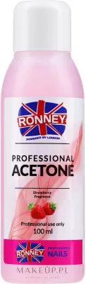 Ronney Professional Acetone Strawberry ацетоновая жидкость для снятия искусственных ногтей и гибрида 1000 мл