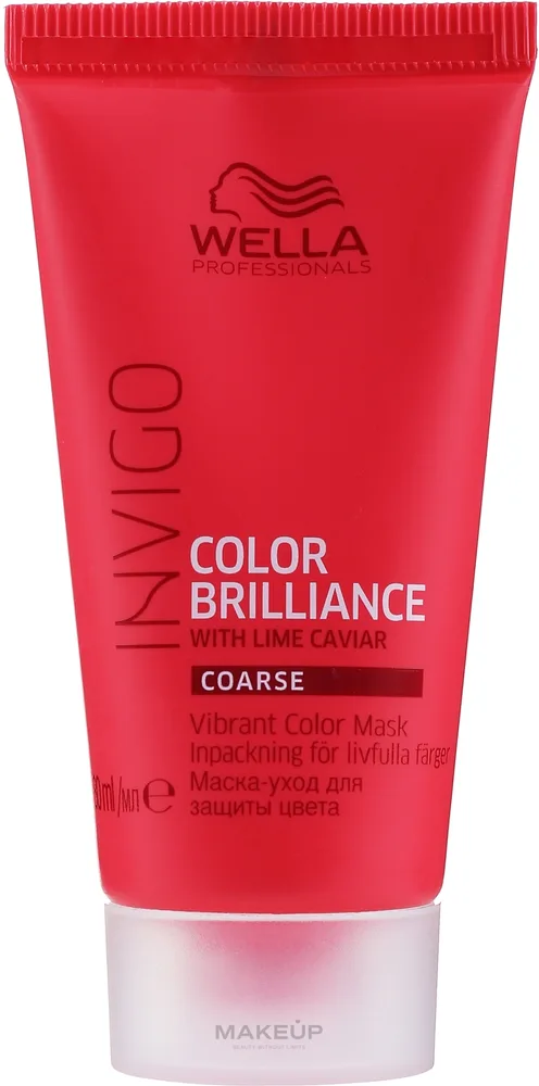 Wella Professionals Wella Professionals Invigo Color Brilliance Vibrant Color Mask Coarse - Маска для волос Wella Invigo Color Brilliance Coarse для окрашенных жёстких волос, защита цвета, лаймовый кавиар, витамин E, 500 мл