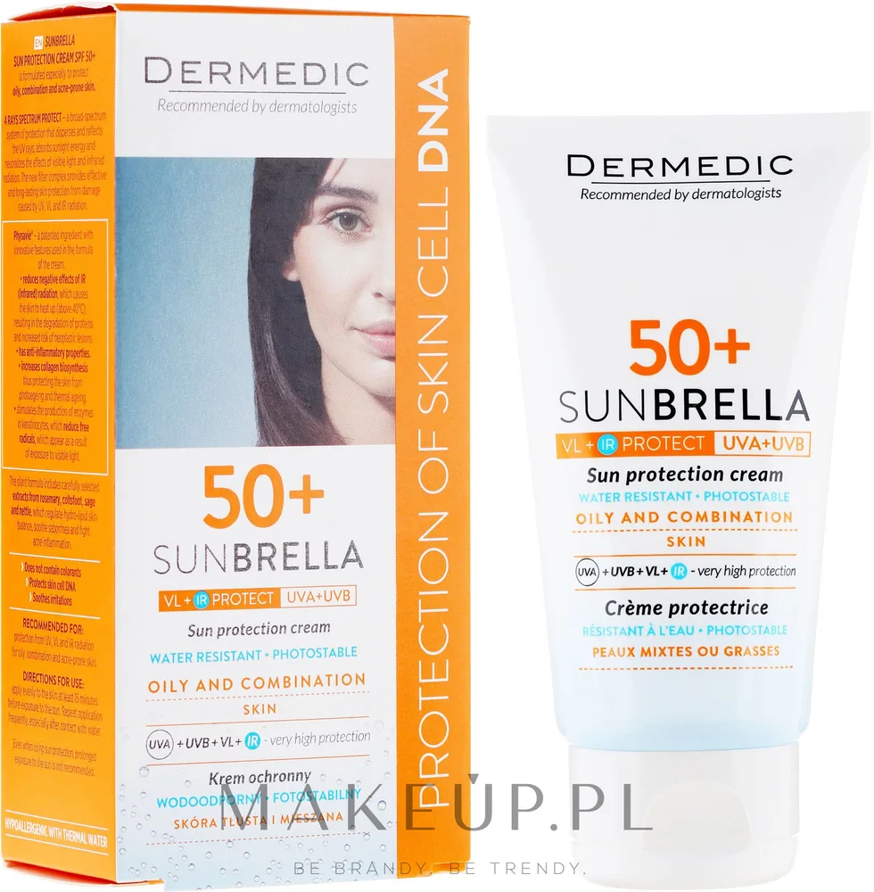 Крем для лица солнцезащитный Dermedic Sunbrella SPF50+ для жирной и комбинированной кожи 50 г