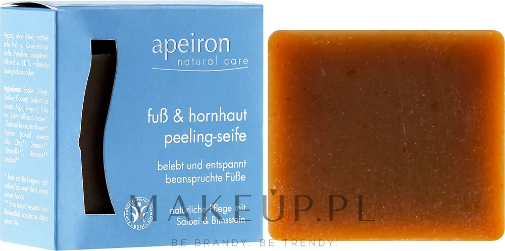 Отшелушивающее мыло Apeiron Foot & Callus для стоп и огрубевшей кожи, 100 г