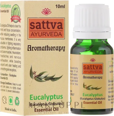 Эфирное масло эвкалипта Sattva Ayurveda для ароматерапии, ингаляций и массажа 10 мл