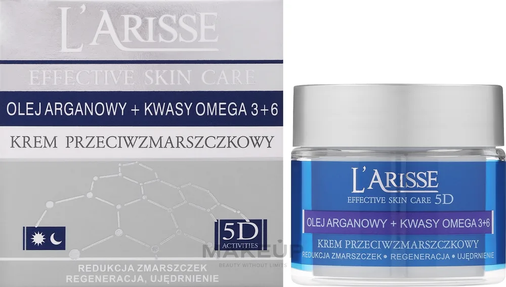 AVA Laboratorium AVA Laboratorium L’Arisse Effective Skin Care 5D - Крем для лица AVA L'Arisse против морщин с аргановым маслом омега-3 и 6 для зрелой кожи 65+ 50 мл