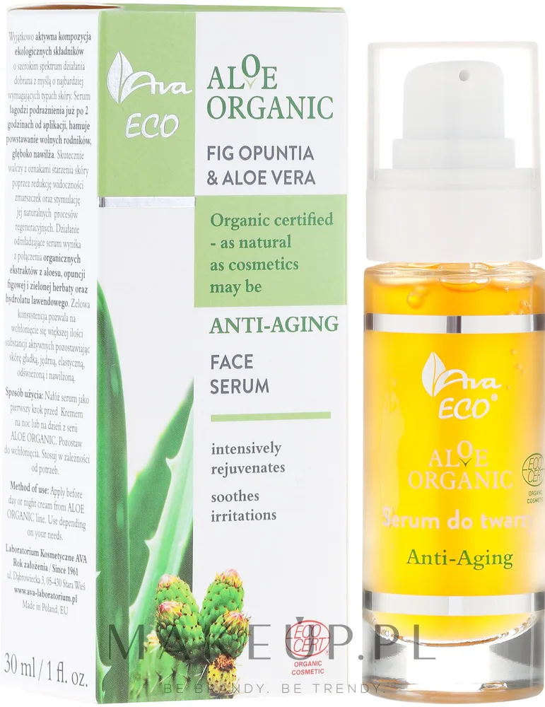 AVA Laboratorium AVA Laboratorium Eco Aloe Organic - Сыворотка для лица AVA Eco Aloe Organic антивозрастная с опунцией, алоэ и зелёным чаем 30 мл