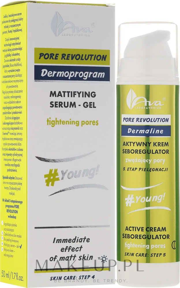 AVA Laboratorium AVA Laboratorium Pore Revolution Dermoprogram - Сыворотка-гель для лица AVA Pore Revolution матирующая для сужения пор с ниацинамидом и алоэ 50 мл