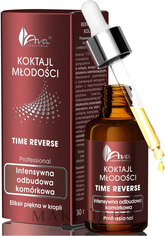 AVA Laboratorium AVA Laboratorium Professional Koktajl młodości Time Reverse - Эликсир для лица AVA Professional Time Reverse с гидролизованным коллагеном ретинилпальмитатом и ресвератролом для зрелой кожи 30 мл