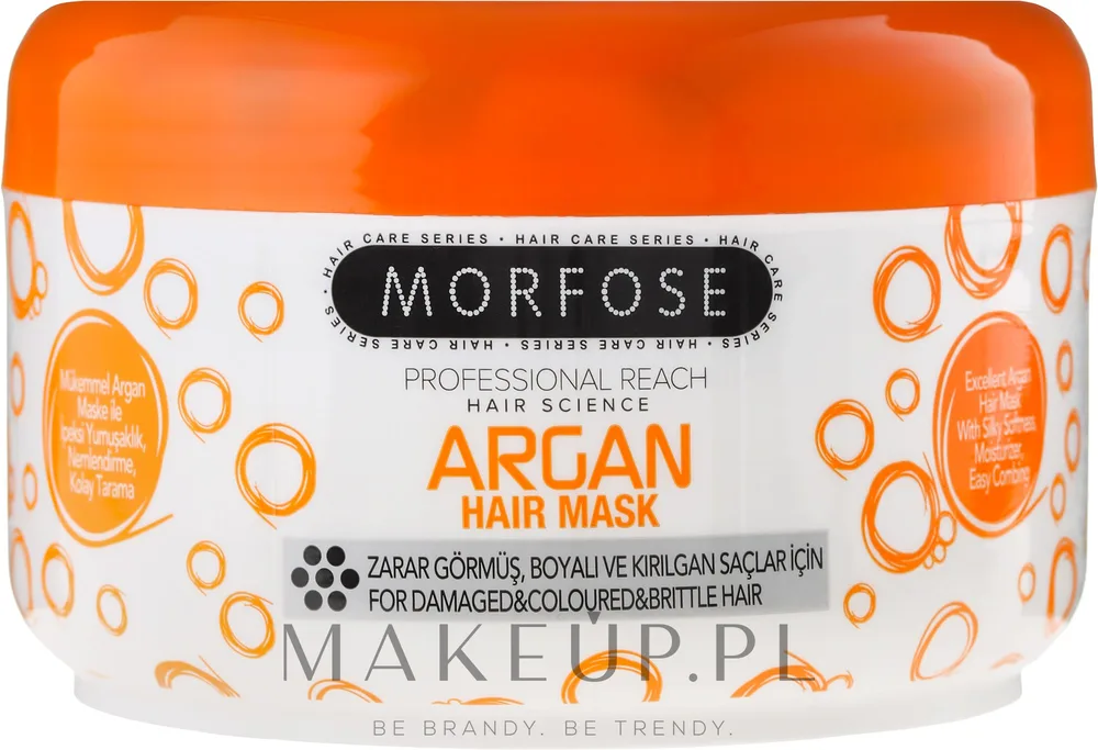 Маска для волос Morfose Buble Argan аргановая, для повреждённых окрашенных ломких волос, защита цвета, блеск, 500 мл