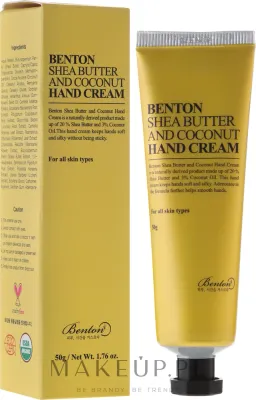 Крем для рук Benton Shea Butter & Coconut с маслом ши и кокосом питательный 50 г