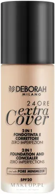 Тональная основа Deborah 24Ore Extra Cover 2 в 1 SPF 20, 30 мл