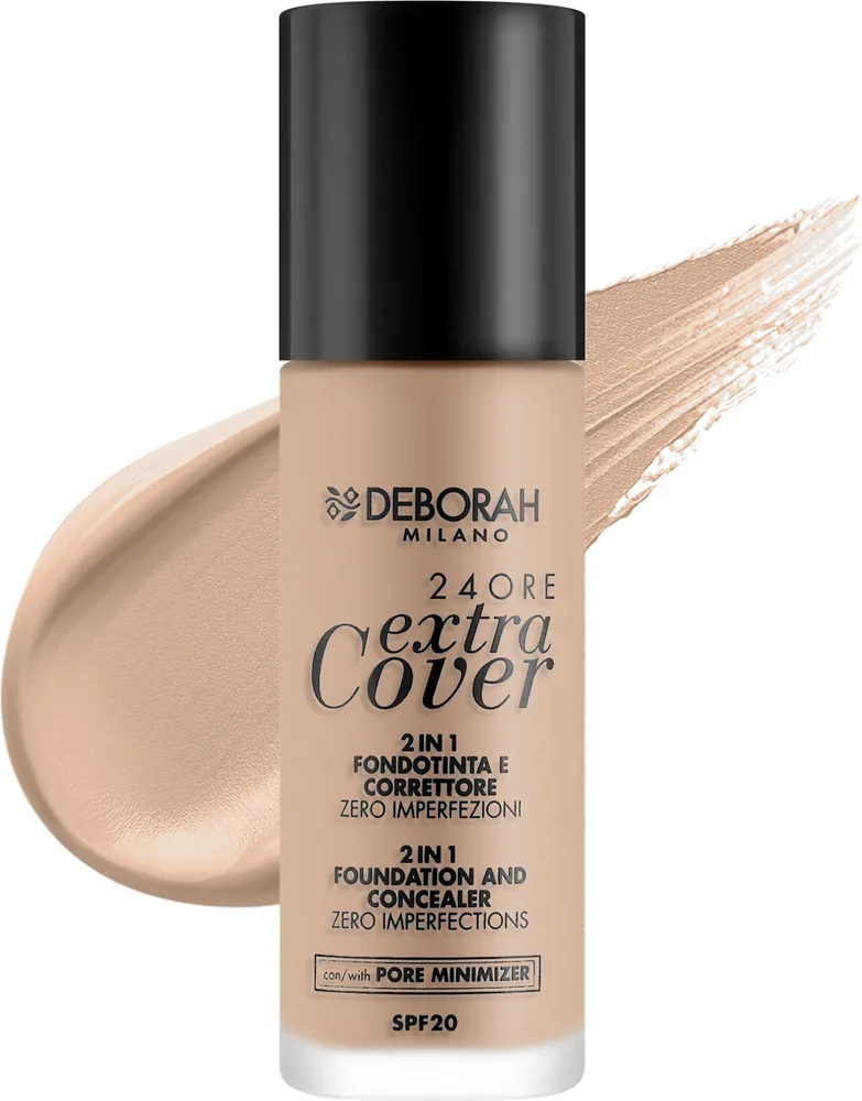 Тональная основа Deborah 24Ore Extra Cover 2 в 1 SPF 20, 30 мл, оттенок 0