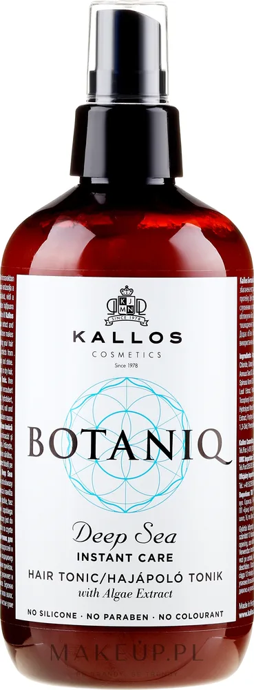 Kallos Cosmetics Kallos Cosmetics Botaniq Deep Sea Instant Care Hair Tonic - Регенерирующий тоник-спрей Kallos Botaniq Deep Sea, с маслами арганы, авокадо и водорослями, 300 мл