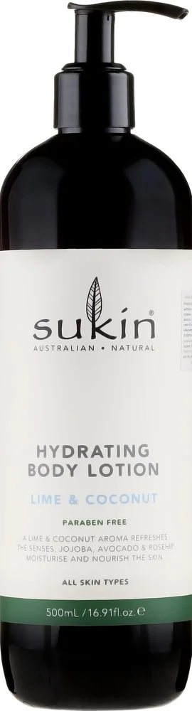 Увлажняющий бальзам для тела Лайм и кокос Sukin Hydrating Body Lotion Lime & Coconut/ Сьюкин, 500 мл