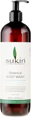 Ботанический гель для душа Лимонка и кокос Sukin Botanical Body Wash Lime & Coconut, 500 мл/ Сьюкин
