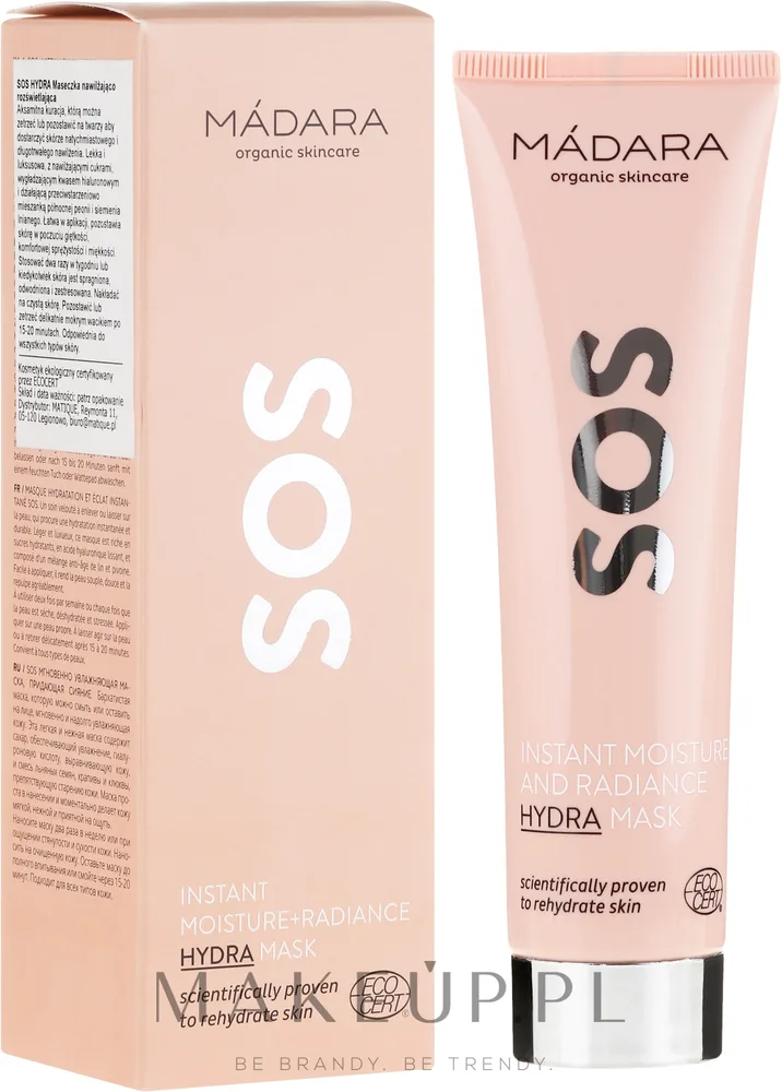 Madara Cosmetics Madara Cosmetics SOS Instant Moisture+Radiance Hydra Mask - Экспресс-увлажняющая осветляющая маска для лица Madara SOS Instant Moisture+Radiance Hydra Mask, 60 мл