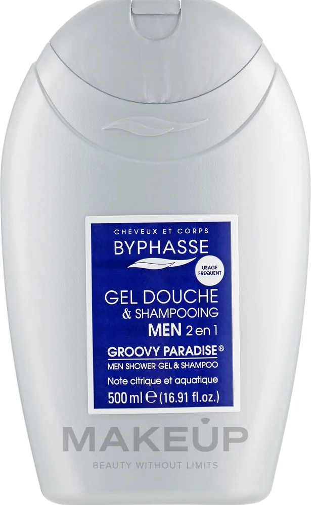 Гель для душа и шампунь 2 в 1 для мужчин Byphasse Men Shower Gel-Shampoo 2in1 Groovy Paradise, 600 мл