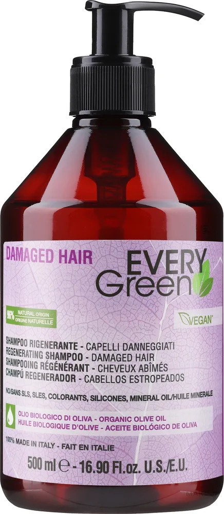 Шампунь EveryGreen Damaged Hair Regenerating для повреждённых волос, без силиконов