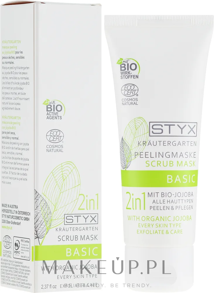 Пилинг-маска для лица с органическим маслом жожоба Styx Naturcosmetic 2 in 1 Scrub Mask With Organic Jojoba, 70 мл