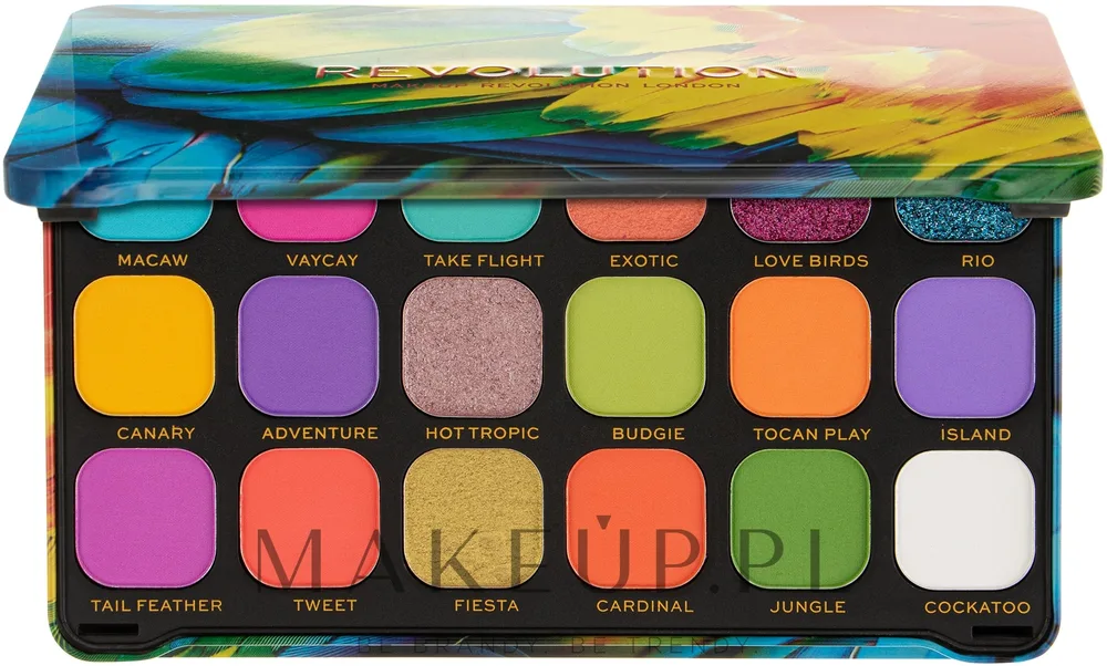 Палетка теней для век Makeup Revolution Forever Flawless Palette 18 оттенков, оттенок Birds Of Paradise
