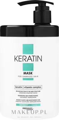 Маска для волос Prosalon Keratin кератиновая, для повреждённых волос, витамины A, E, B5, биотин и масло розы, восстановление, 1000 г