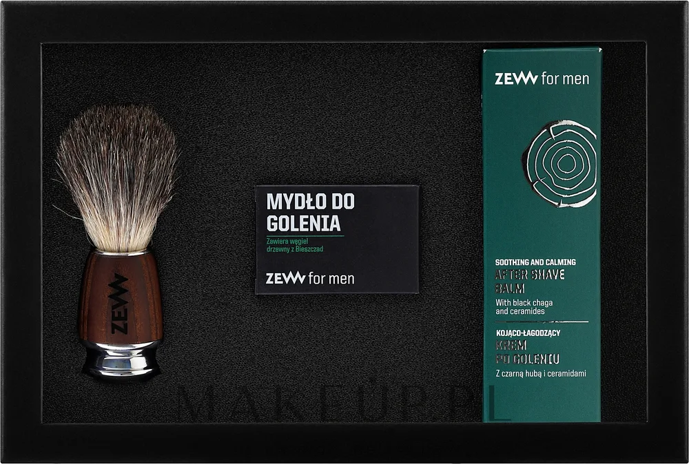 Набор для бритья Zew For Men мыло бальзам и помазок с углем и маслом ши 85+80 мл