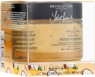 Осветляющая маска для лица с кокосом, манго и семенами чиа Revolution Skincare X Jake Jamie Feed Your Face Coconut, Mango & Chia Seed Mask, 50 мл