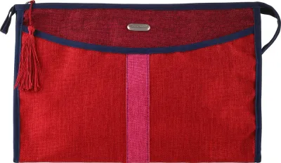 Косметичка Top Choice 4COL 94613 жаккардовая с кистью, красная, 29х18,5х7 см