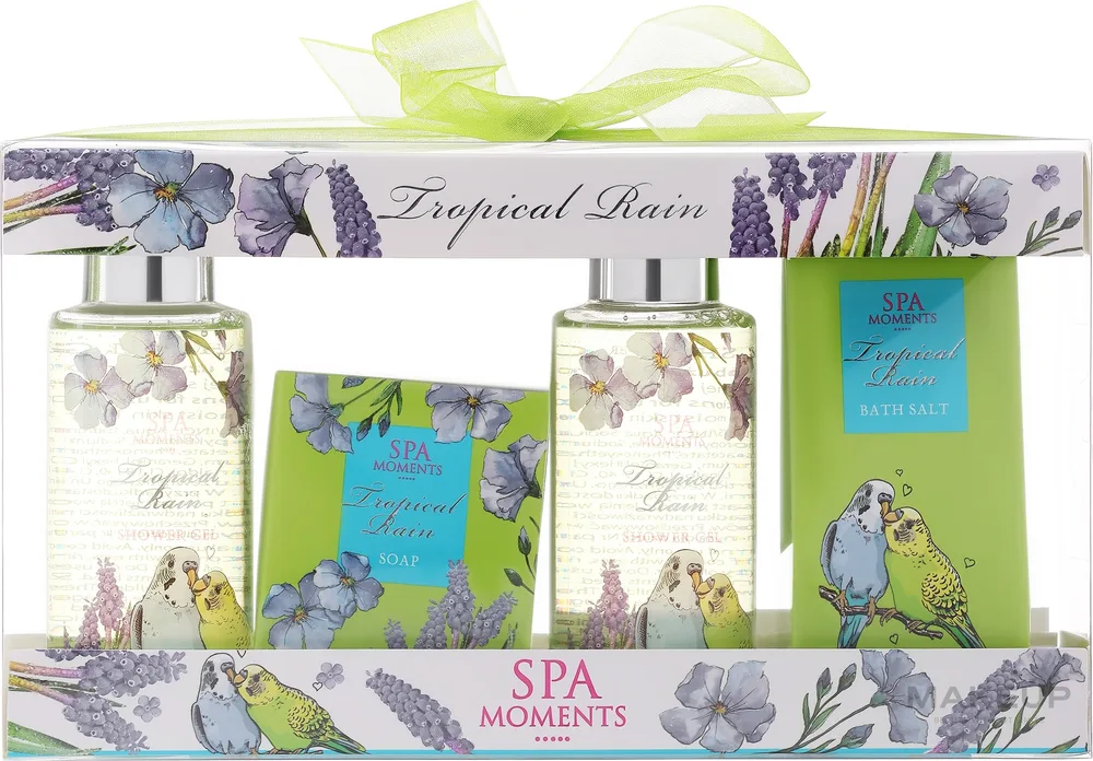 Набор Spa Moments Tropical Rain два геля для душа соль для ванны мыло и губка