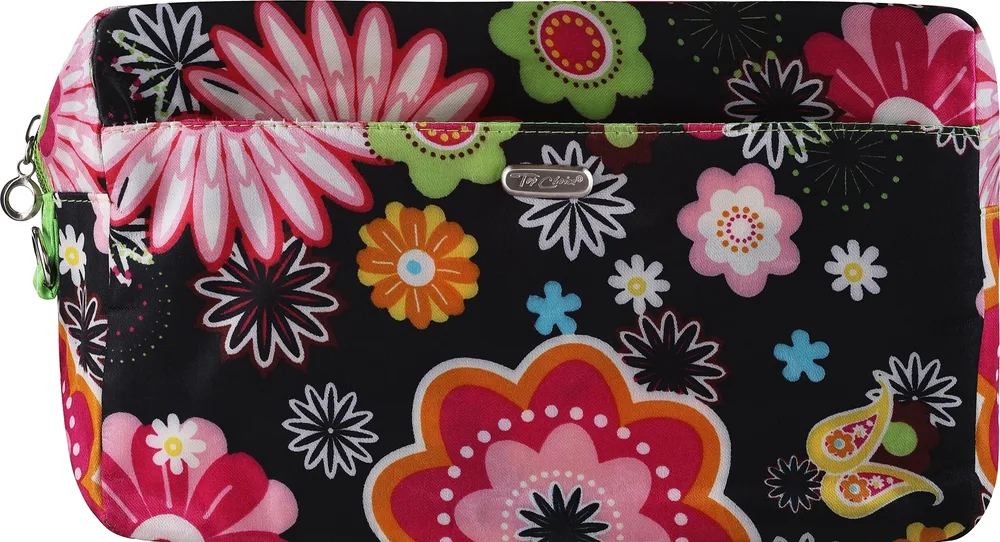 Косметичка Top Choice Flower 92725 с цветочным принтом, черная