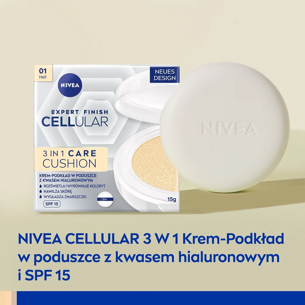 Кушон NIVEA Hyaluron Cellular Expert Finish 3in1 Care Cushion, оттенок 01
