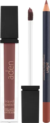 Набор для губ Aden Cosmetics жидкая помада и карандаш с оризанолом 7 мл + 1,14 г
