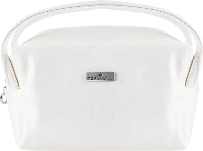 Косметичка Top Choice Roses 97737 с тиснением и ручками, белая, 19х10х8,5 см