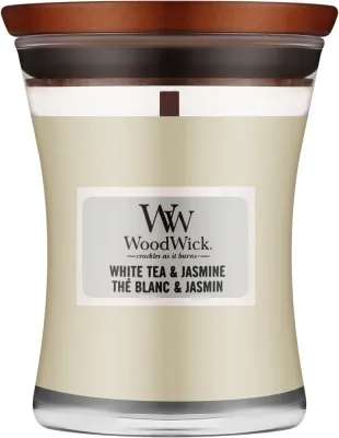 WoodWick WoodWick Hourglass Candle White Tea & Jasmine - Ароматическая свеча в стекле Hourglass White Tea & Jasmine