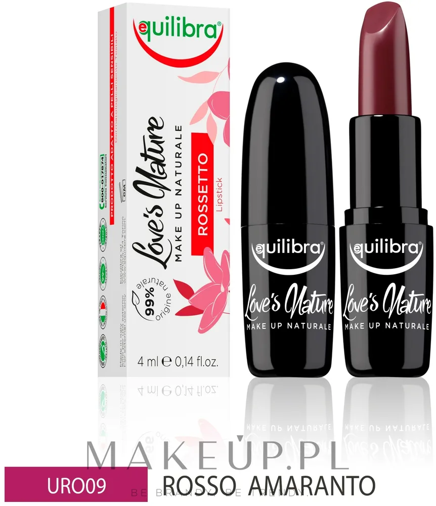 Помада для губ Equilibra Love's Nature Lipstick, оттенок 09 - Amaranth Red