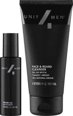 Набор для бороды Unit4Men Citrus & Musk масло и шампунь с виноградной косточкой и алоэ 30+150 мл