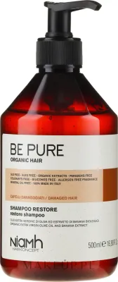 Восстанавливающий шампунь Niamh Hairconcept Be Pure для повреждённых волос с оливковым маслом 500 мл