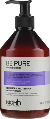 Niamh Hairconcept Niamh Hairconcept Be Pure Protective Mask - Маска для волос Niamh Be Pure Protective защитная, для окрашенных и осветлённых волос, гранат и календула, защита цвета от UV, 500 мл