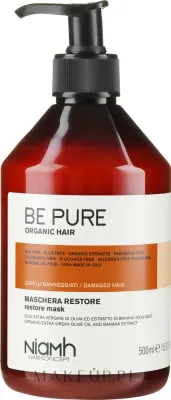 Niamh Hairconcept Niamh Hairconcept Be Pure Restore Mask - Маска для волос Niamh Be Pure Restore регенерирующая, для повреждённых волос, олива и экстракт банана, питание и мягкость