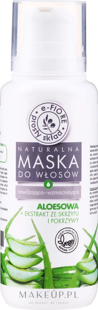Маска для волос E-Fiore натуральная, питательно-восстанавливающая, алоэ и травы, масла ши и макадамии, увлажнение и объём, 200 мл