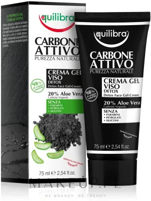 Крем-гель для лица Equilibra Active Charcoal Detox с активированным углём очищающий 75 мл