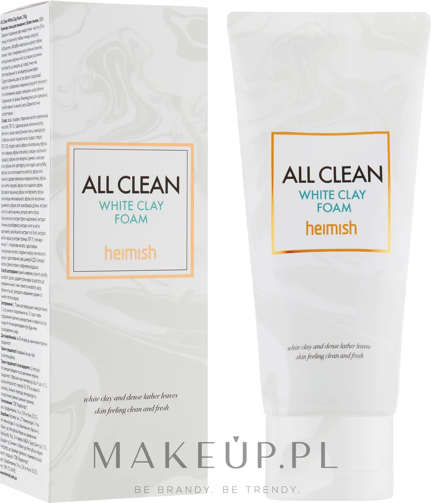 Heimish All Clean White Clay Foam очищающая пенка для лица с белой глиной, шёлком и гиалуроновой кислотой, 150 г