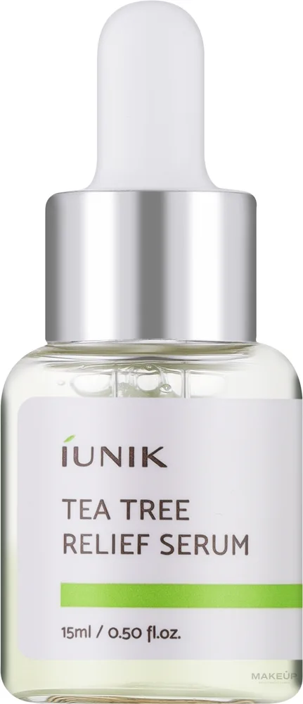 Сыворотка для лица iUNIK Tea Tree Relief успокаивающая с чайным деревом центеллой ниацинамидом для жирной кожи 50 мл