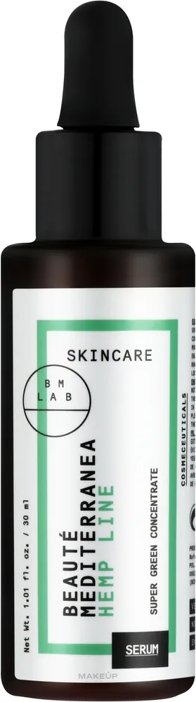 Сыворотка для лица Beaute Mediterranea Hemp Line Super Green Concentrate с конопляным маслом маслом чиа и скваланом 30 мл