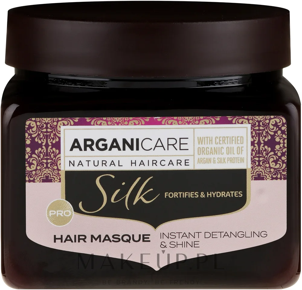 Маска для волос Arganicare Silk с протеинами шёлка, аргановое масло и кератин, для окрашенных повреждённых волос