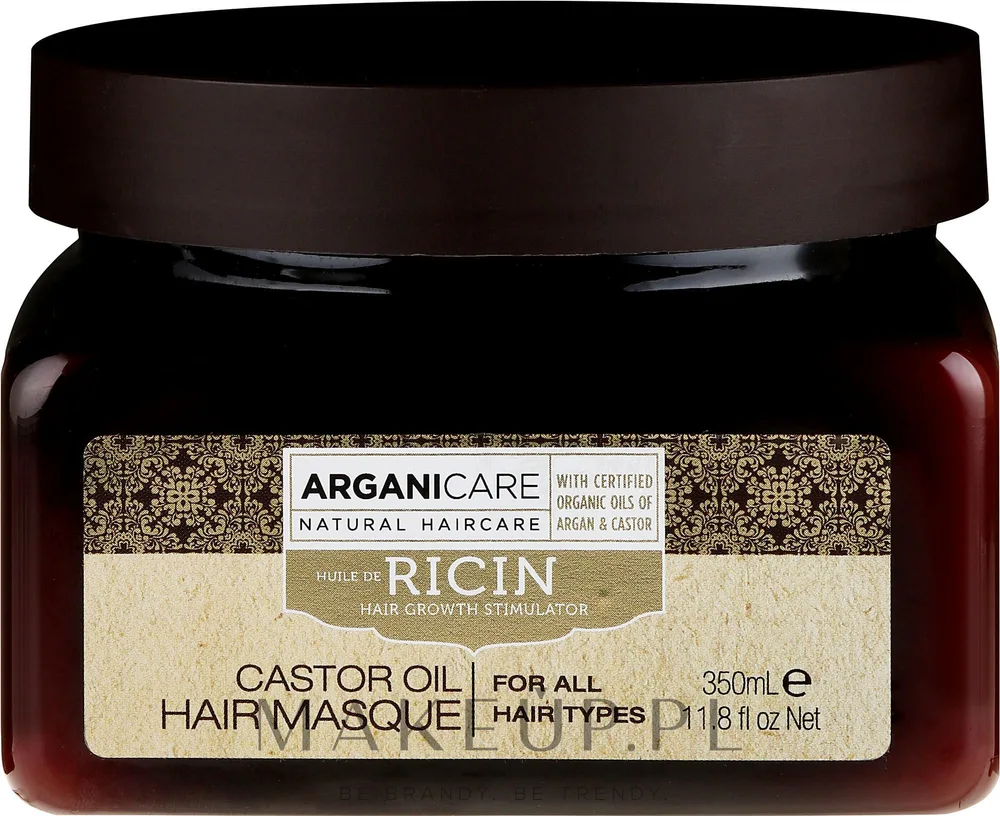 Маска для волос Arganicare Castor Oil укрепляющая, для тонких волос, касторовое масло и зелёный чай, объём и плотность, 350 мл