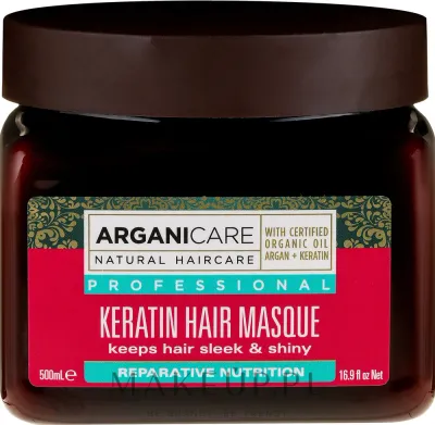 Маска для волос Arganicare Keratin Nourishing питательная, для всех типов волос, кератин и аргановое масло, блеск, 500 мл
