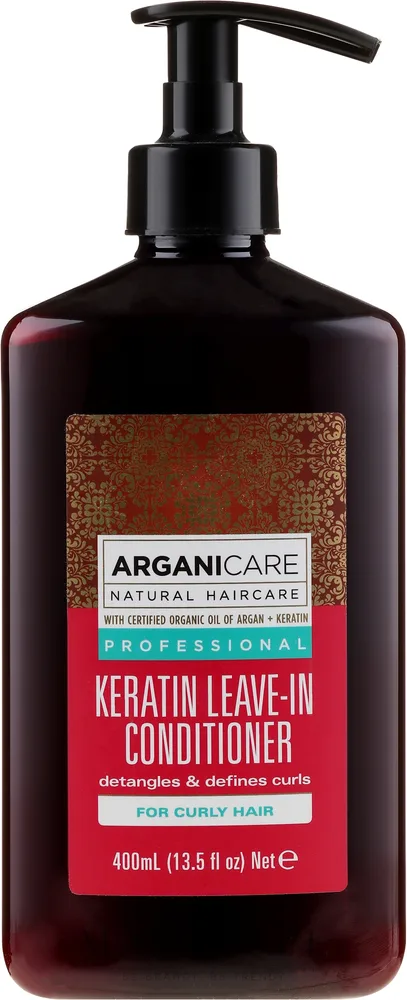 Несмываемый кератиновый кондиционер для вьющихся волос Arganicare Keratin Leave-in Conditioner, 400 мл
