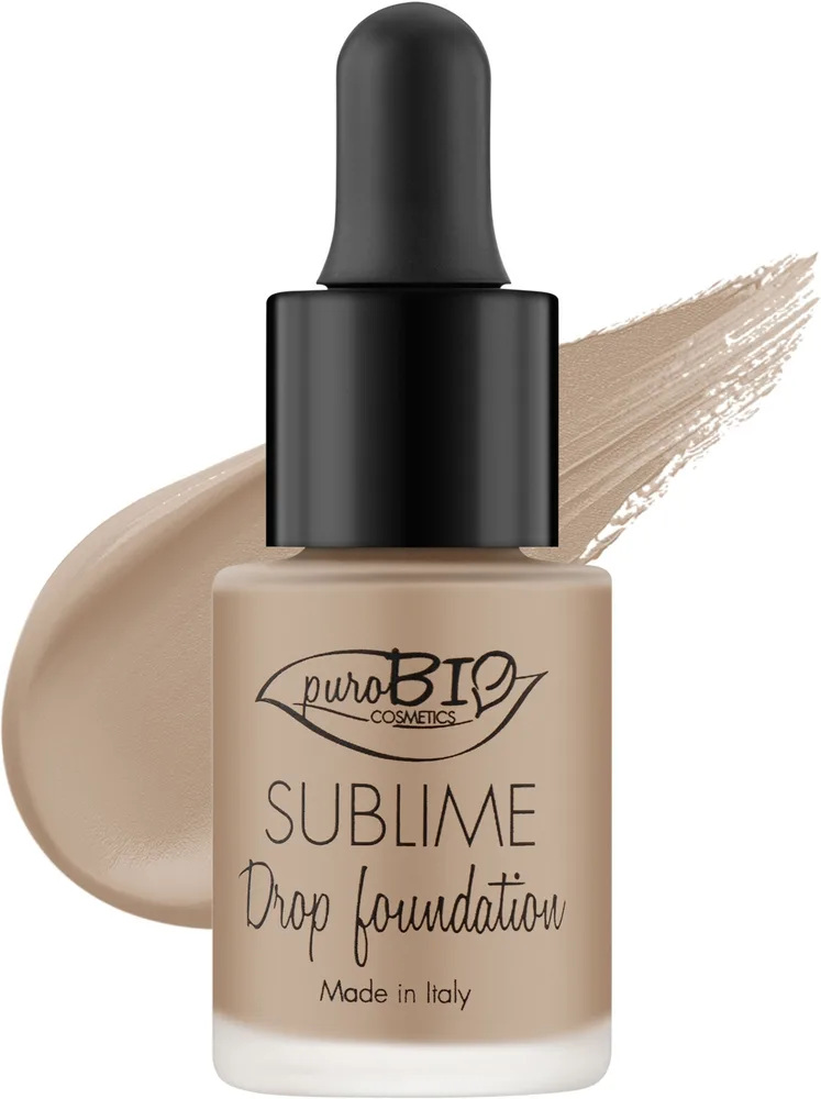 Тональный флюид PuroBio Cosmetics Sublime Drop ухаживающий SPF 10, 19 г, оттенок 02