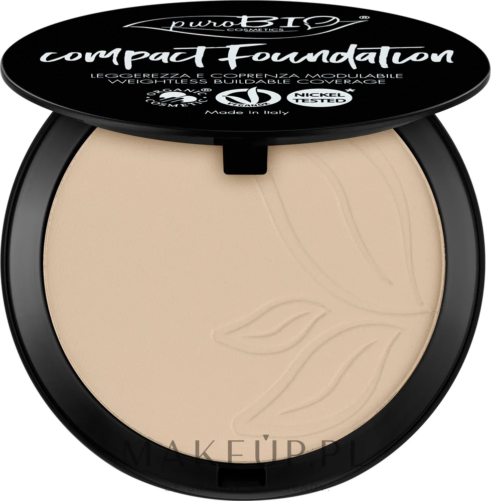 Компактная тональная основа PuroBio Cosmetics Compact Foundation Pack, 9 г, оттенок 01