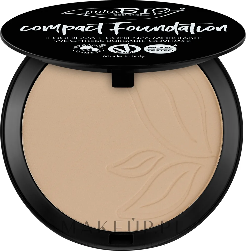 Компактная тональная основа PuroBio Cosmetics Compact Foundation Pack, 9 г, оттенок 02